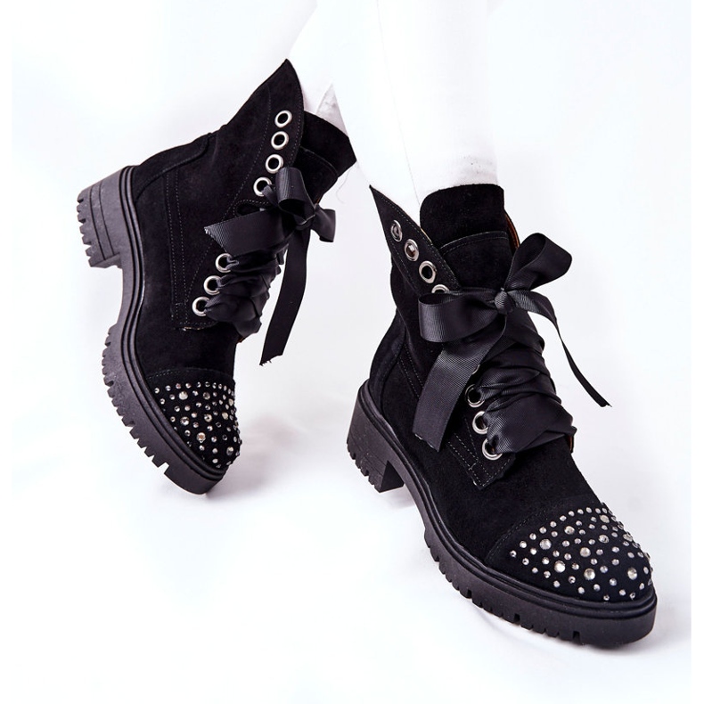 Suede Boots Workery Lewski Shoes Tied 3069 Black svart 2