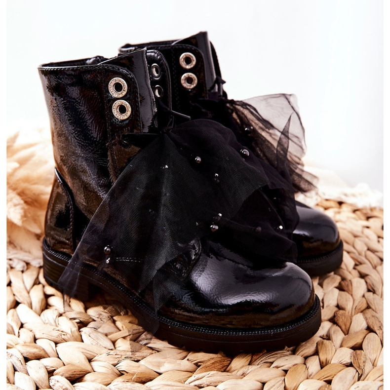 S.Barski Barnens svarta varma lackerade stövlar Semissa 1