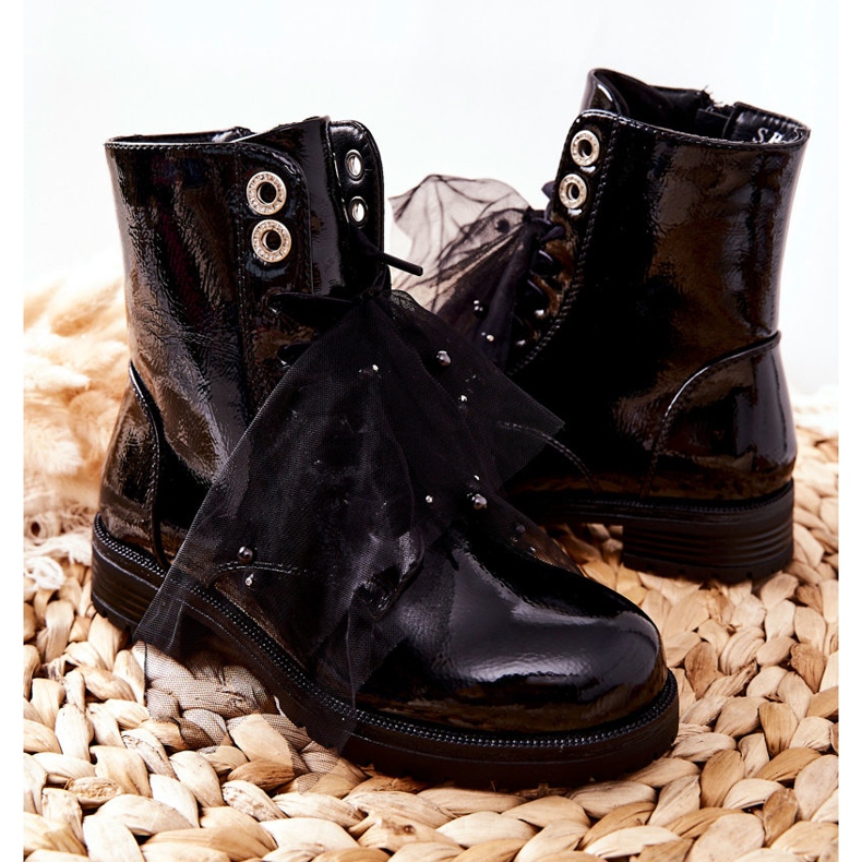 S.Barski Barnens svarta varma lackerade stövlar Semissa 2