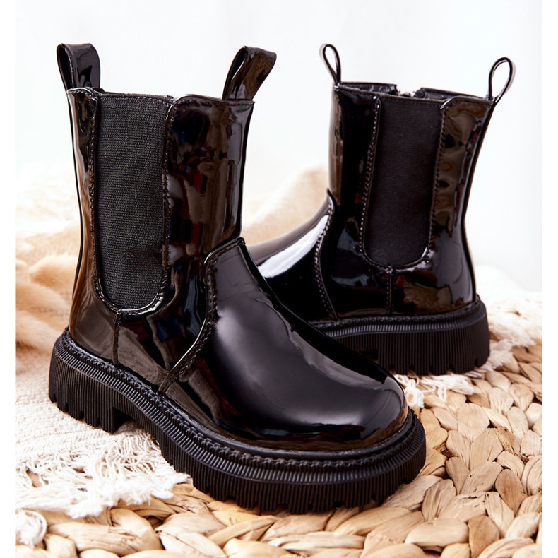 FR1 Barnstövlar Varmlackerad Svart Aletris 2