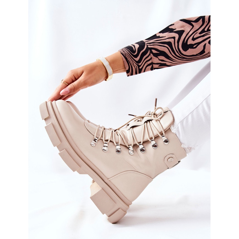 FI1 Varma stövlar för kvinnor Trappers Beige Perfect 2