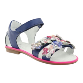 Bartek Sandalki Gladiatikki 16168 Cornflower dekorerad med blommor blå 1