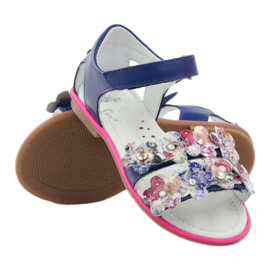 Bartek Sandalki Gladiatikki 16168 Cornflower dekorerad med blommor blå 3