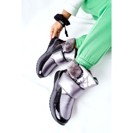 S.Barski Kvinnors varma snöskor Grå Evamia silver- 1