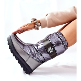 S.Barski Kvinnors höga varma snöskor Grå Eunousa silver- 2