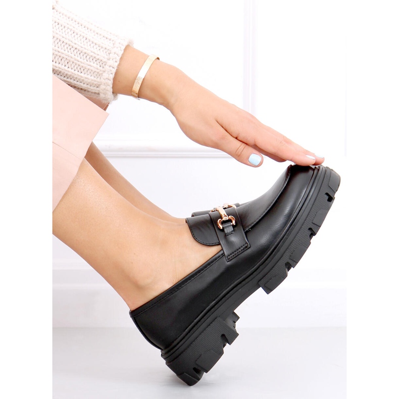 Svart YY11 Svarta loafers med tjocka sulor 2