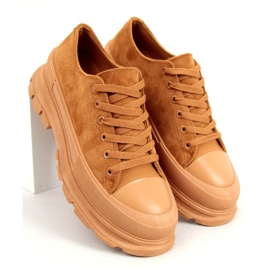 Lily Camel sneakers med hög sula brun 1