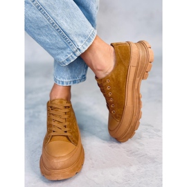 Lily Camel sneakers med hög sula brun 2