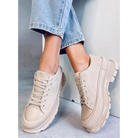 Lily Beige sneakers med hög sula 1