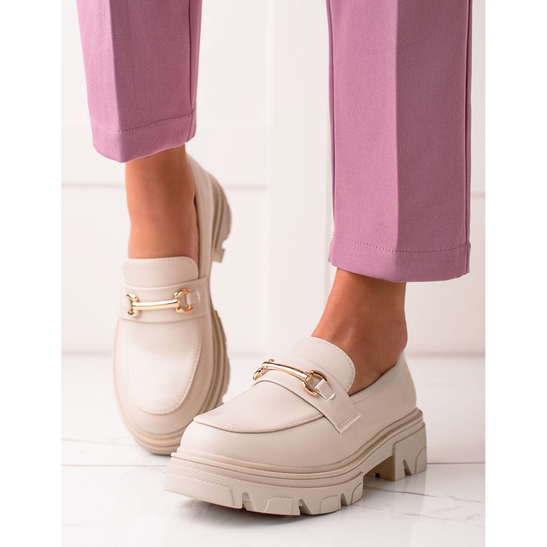 Diamantique Eco Leather Loafers beige 1