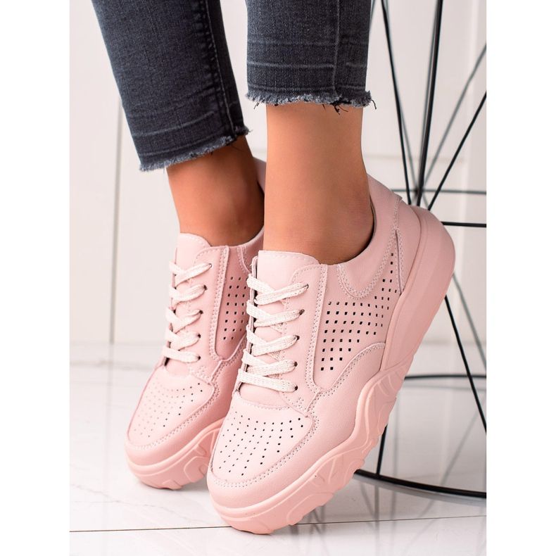 VINCEZA sneakers i öppet skinn rosa 1