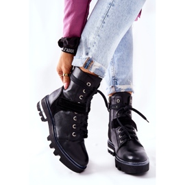 Maciejka Black Leather Workers Boots 05219-01 svart 1