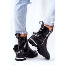 PS1 Läderlackerade varma stövlar med dragkedja Svart Cortona 2