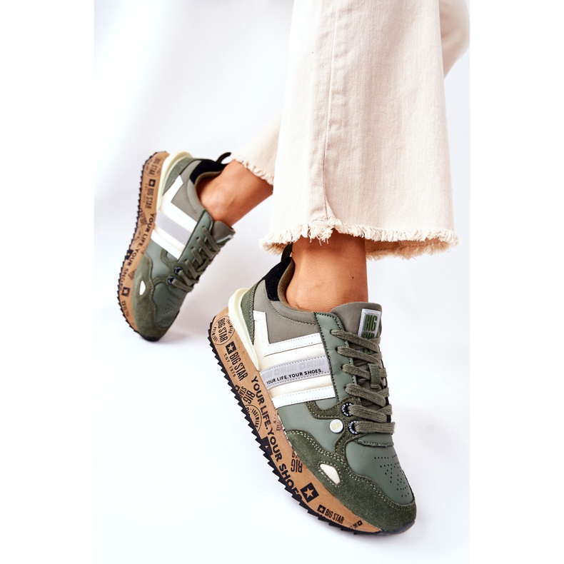 Kvinnors sportskor Big Star II274299 Khaki kaki grön 2