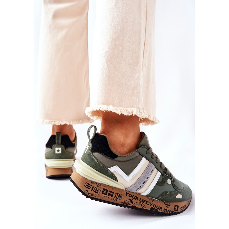 Kvinnors sportskor Big Star II274299 Khaki kaki grön 1