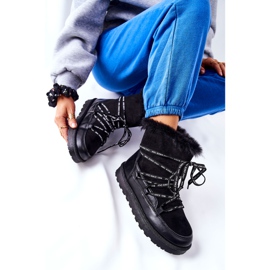 POTOCKI Snöskor isolerade med päls på plattformen svarta Salemi 2