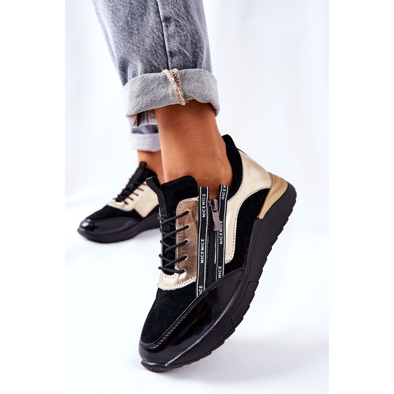 POTOCKI Läder Sportskor Sneakers Svart Guld Minor 2