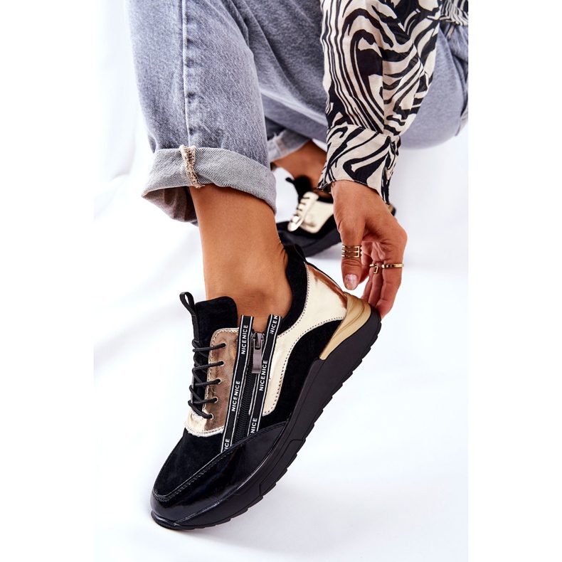 POTOCKI Läder Sportskor Sneakers Svart Guld Minor 1