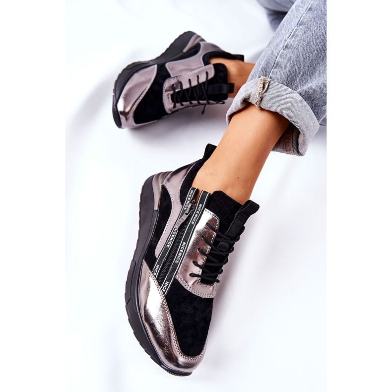 POTOCKI Läder Sportskor Sneakers Svart Silver Minor 2