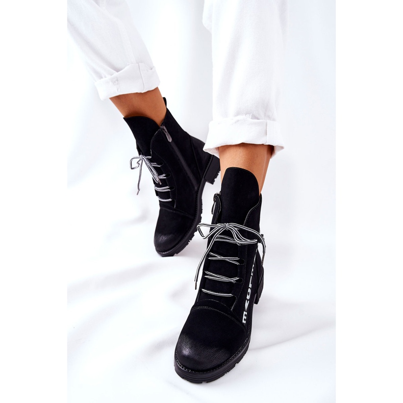 POTOCKI Läderstövlar med dekorativ svart Lomessa -dragkedja 1