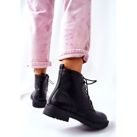 PH1 Klassiska svarta läderbundna stövlar Melome 2