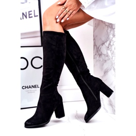 S.Barski Dam stövlar på hälen mocka svart många gånger 3