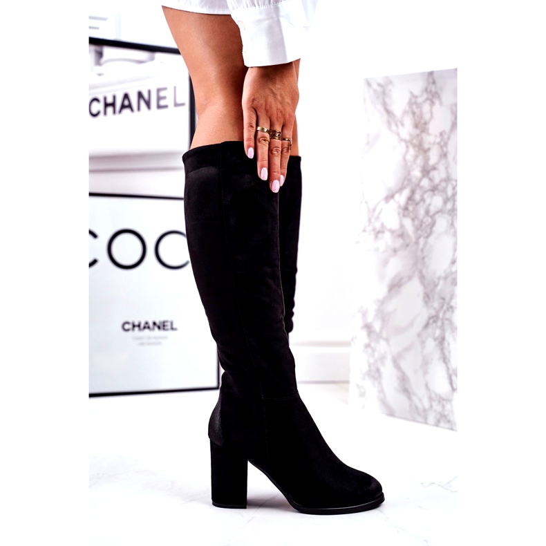 S.Barski Dam stövlar på hälen mocka svart många gånger 4