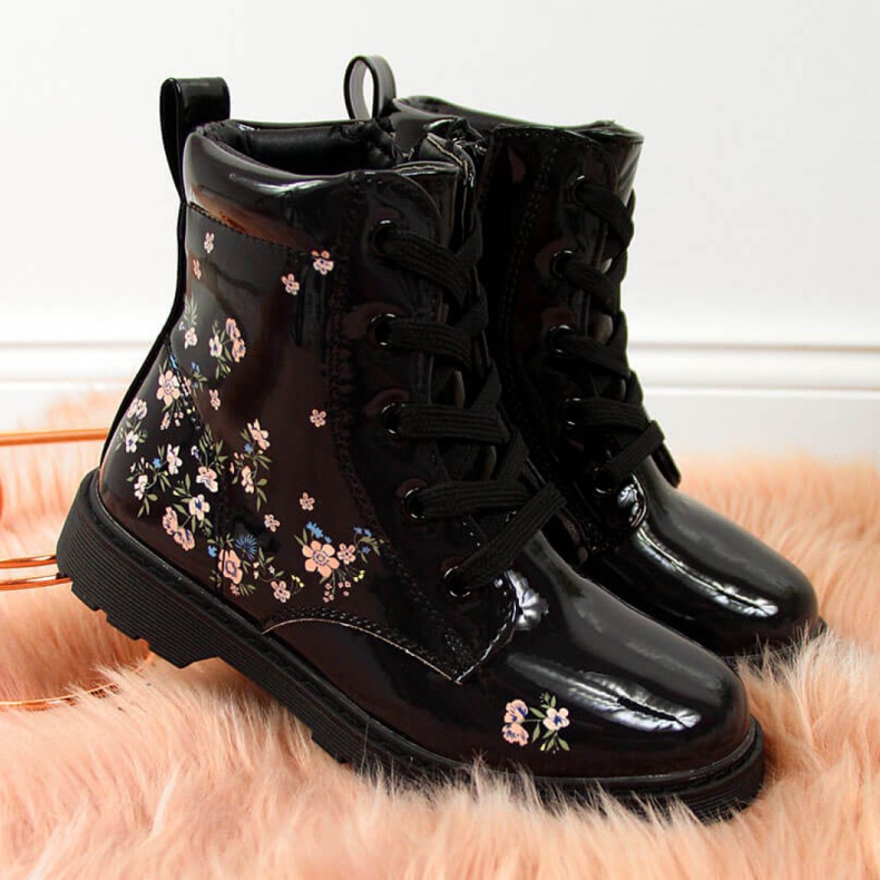 Svarta stövlar tjejer isolerade Jr EVE326 vit 1