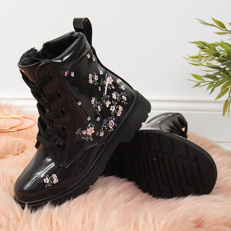 Svarta stövlar tjejer isolerade Jr EVE326 vit 2