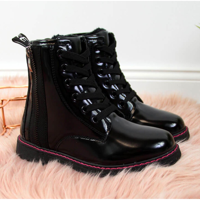 Isolerade lackerade stövlar Jr EVE327A svart vit 1