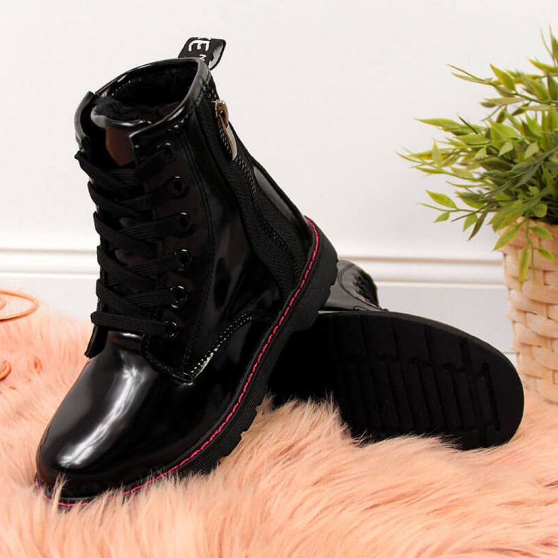 Isolerade lackerade stövlar Jr EVE327A svart vit 2