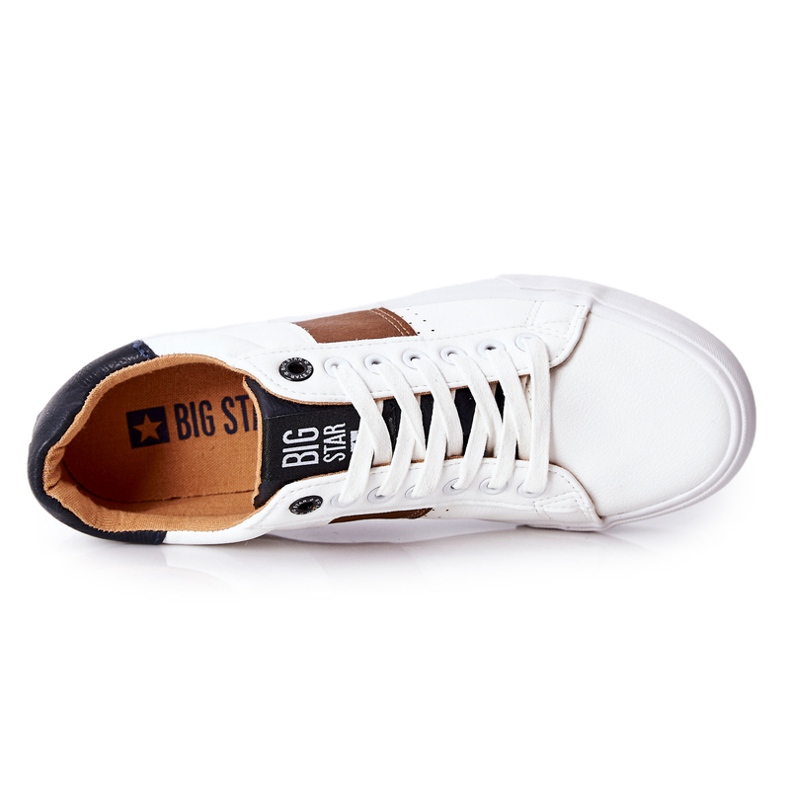 Läder Sneakers Big Star II174037 Vit-Beige brun 2