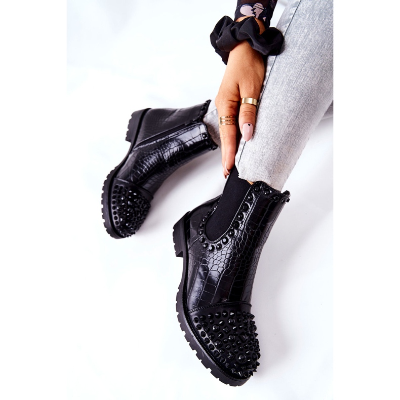 Svart Monah Jodhpur stövlar med jetflyg 2