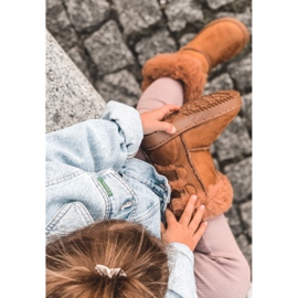 FR1 Barns varma stövlar med rosetter D.Khaki Funky snöskor brun 1