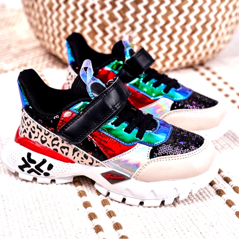 FRROCK Sportbarnskor med kardborrband Svart Var lycklig beige röd blå 4