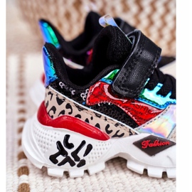 FRROCK Sportbarnskor med kardborrband Svart Var lycklig beige röd blå 3