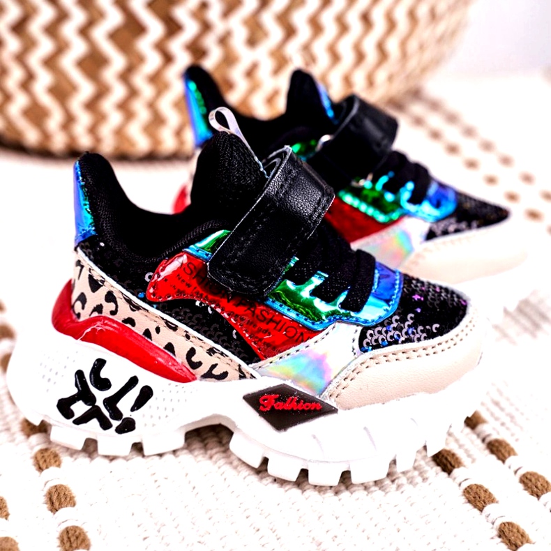 FRROCK Sportbarnskor med kardborrband Svart Var lycklig beige röd blå 1