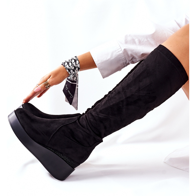 S.Barski Suede Wedge Boots S. Barski Black Celina svart 5