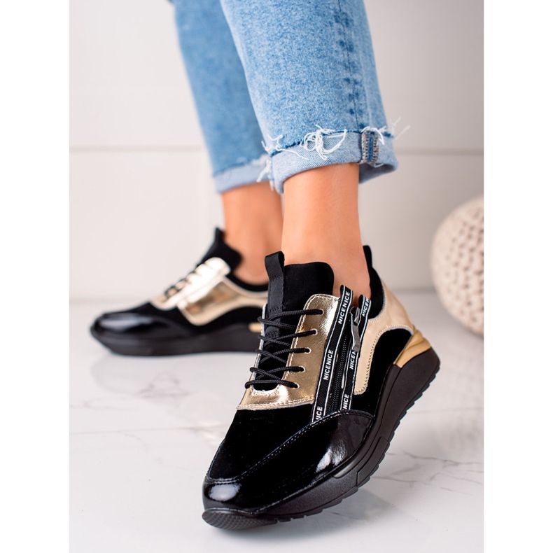 W. Potocki Svarta och guld sneakers gjorda av Potocki läder gyllene 1