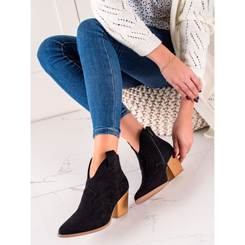 Lucky Shoes Svarta mocka cowboystövlar 2