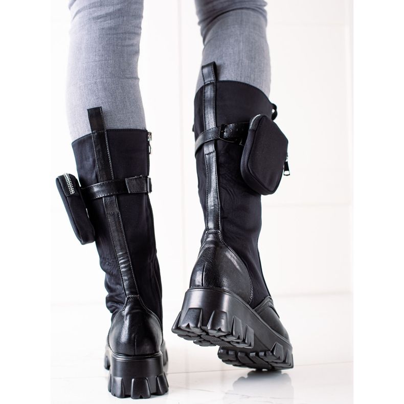 TRENDI Långa arbetare med fickan svart 1