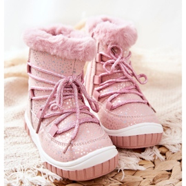 PE1 Varma snöskor med pälsrosa stjärnor 2