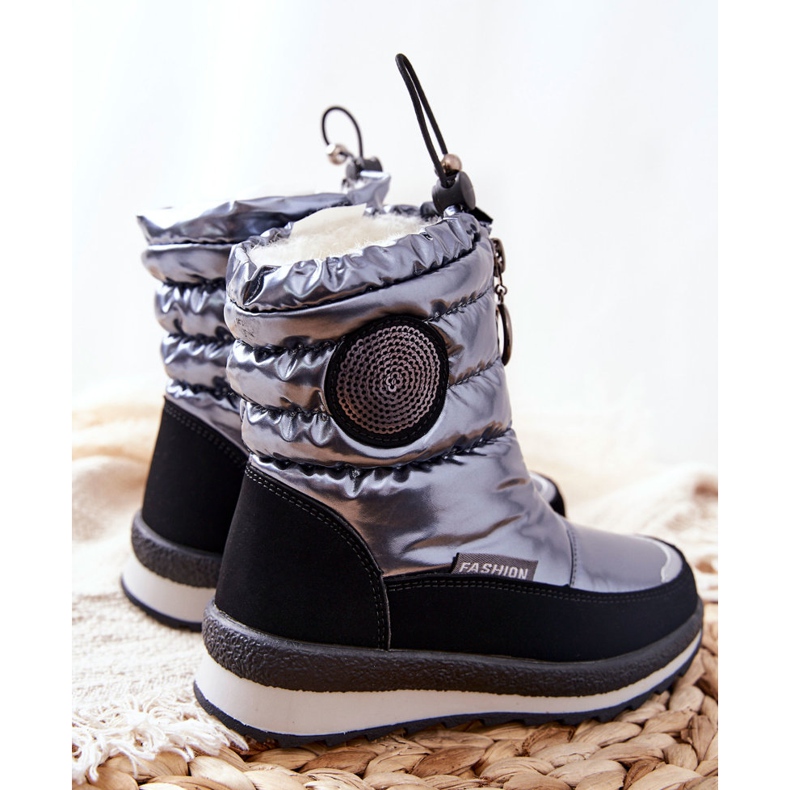 PE1 High Wool Warm Snow Boots Grå Lucia svart silver- 1