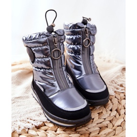 PE1 High Wool Warm Snow Boots Grå Lucia svart silver- 2