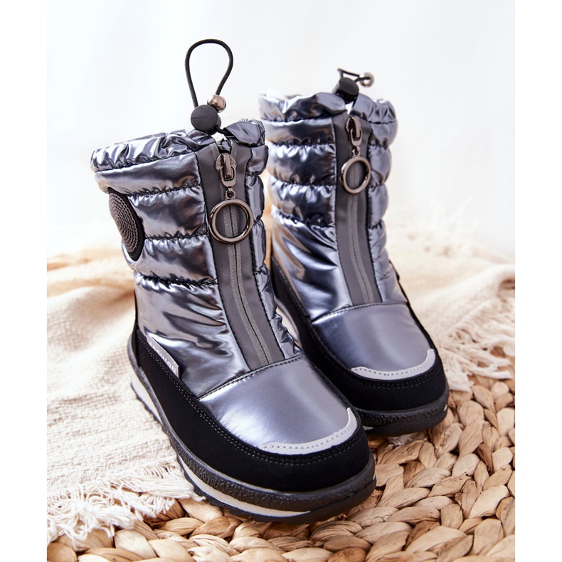 PE1 High Wool Warm Snow Boots Grå Lucia svart silver- 2