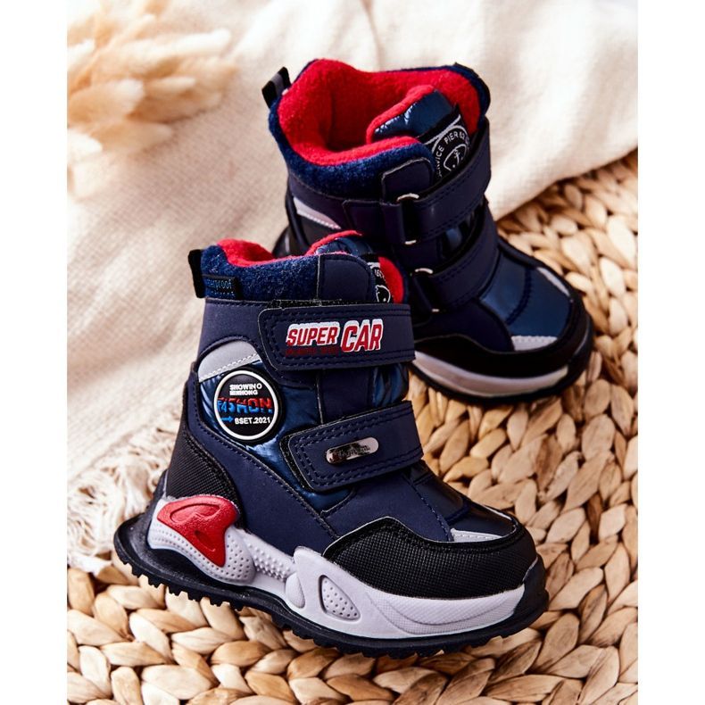 PJ2 Varma snöskor Stövlar Med kardborreband Navy Marinblå Rizie 2