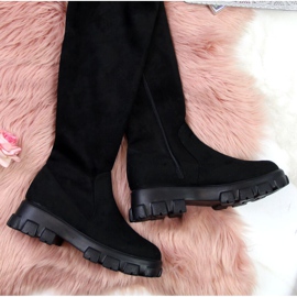 Svarta stövlar på plattformen Navy Dot W WOL12 2