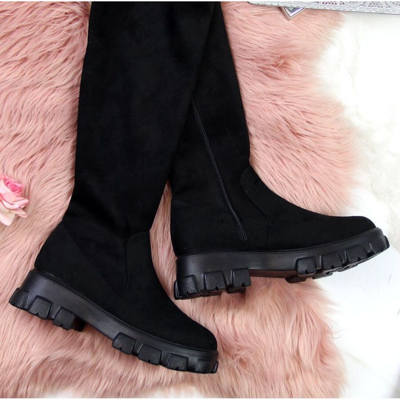 Svarta stövlar på plattformen Navy Dot W WOL12 2