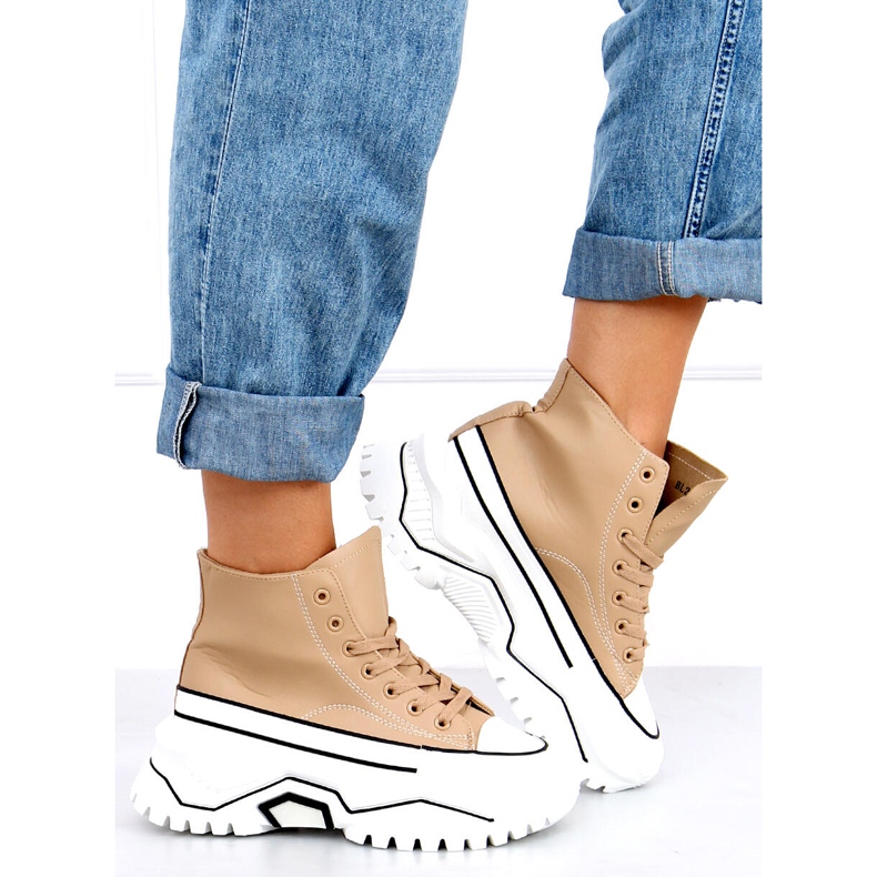 Corbel Khaki sneakers med hög sula beige kaki 1