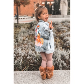 FR1 Barns varma stövlar med rosetter D.Khaki Funky snöskor brun 4